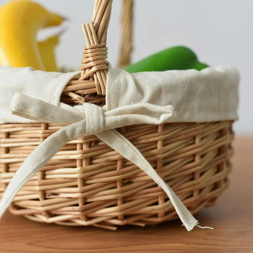 Lined Rattan Picnic Tote Basket product photo 4