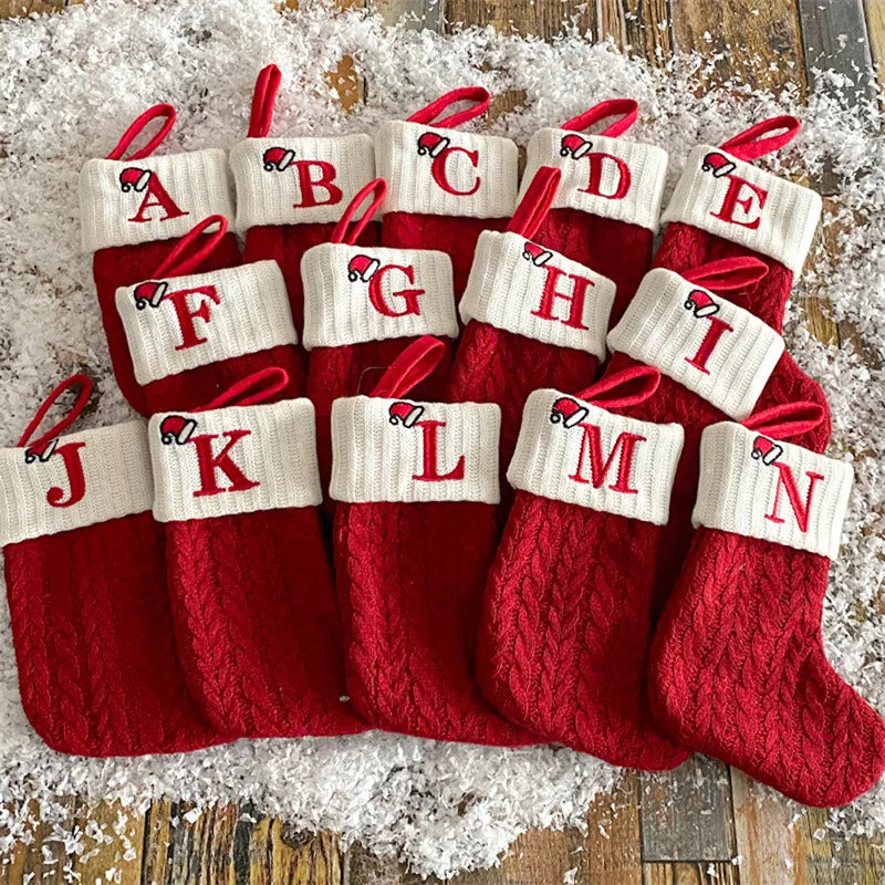 Mini Initial Christmas Stocking, Knit Letter Stocking Ornament