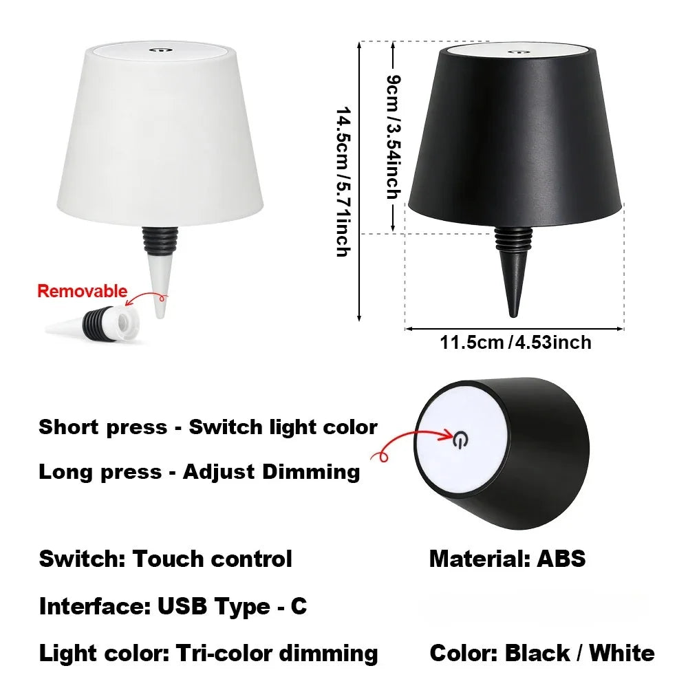 Cordless Bottle Lamp, Rechargeable Touch Lamp for Wine Bottles
