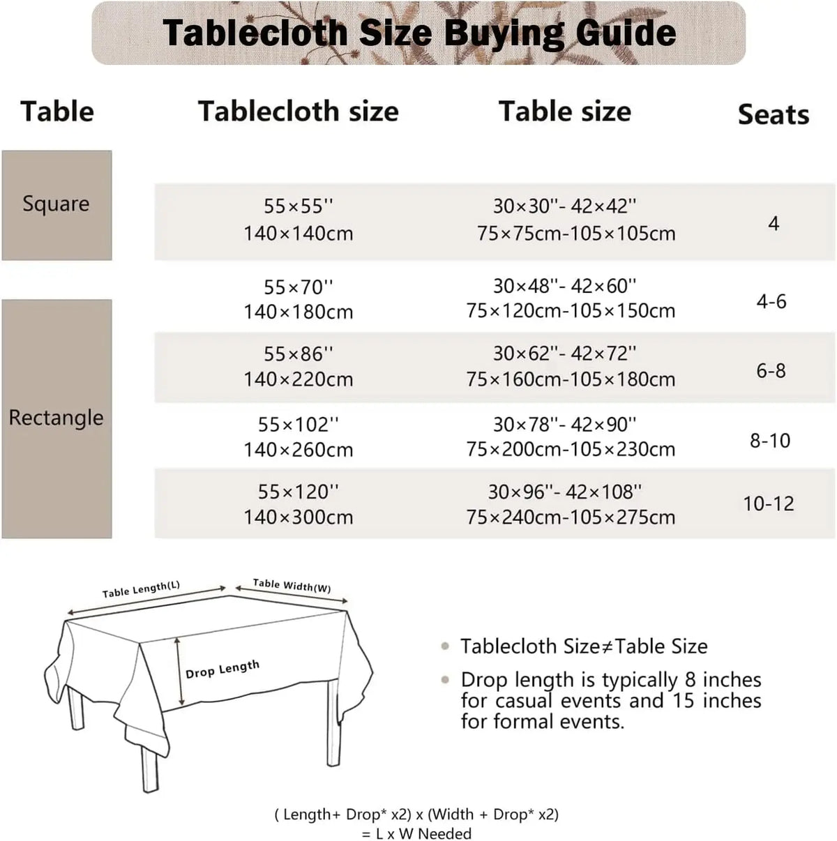 Embroidered Linen Tablecloth, Farmhouse Table Cover with Tassels