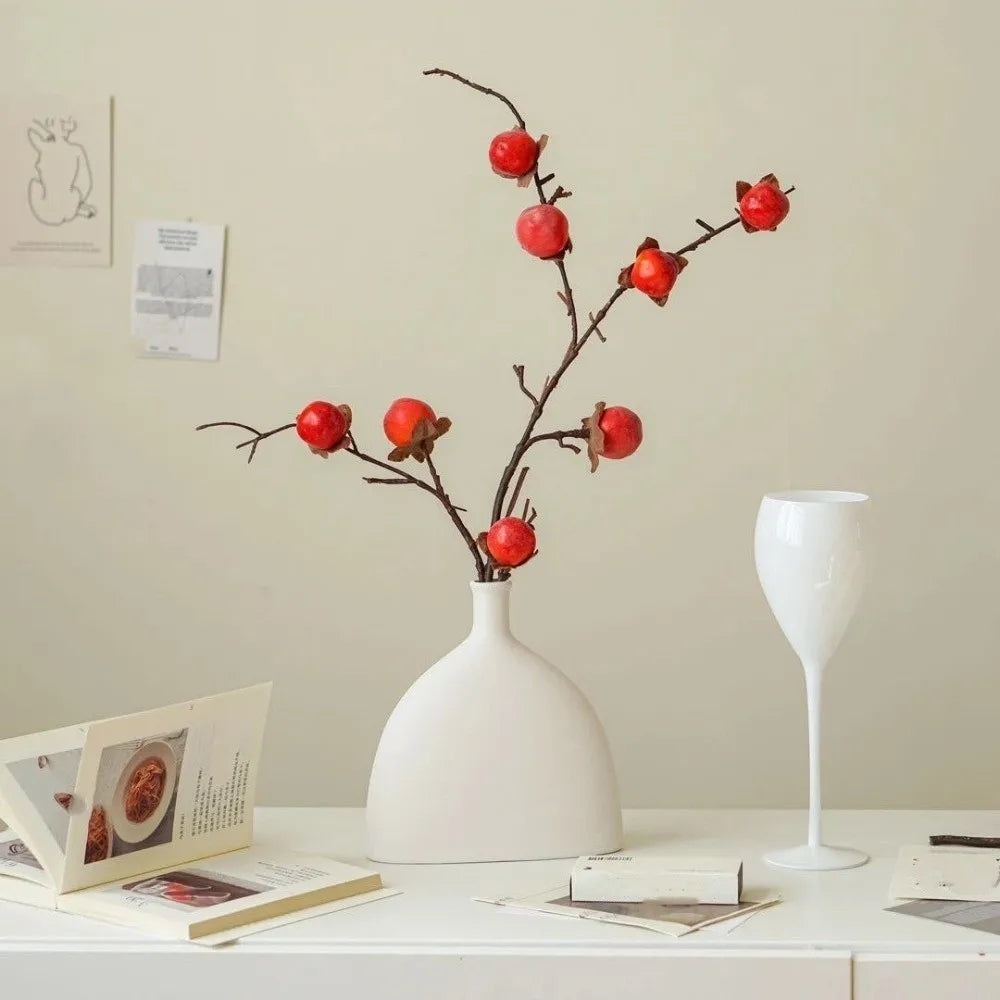 Faux Persimmon Branch, 88 cm Artificial Fall Fruit Stem