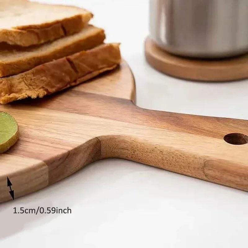 Acacia Wood Cutting Board with Handle, Charcuterie Serving Board