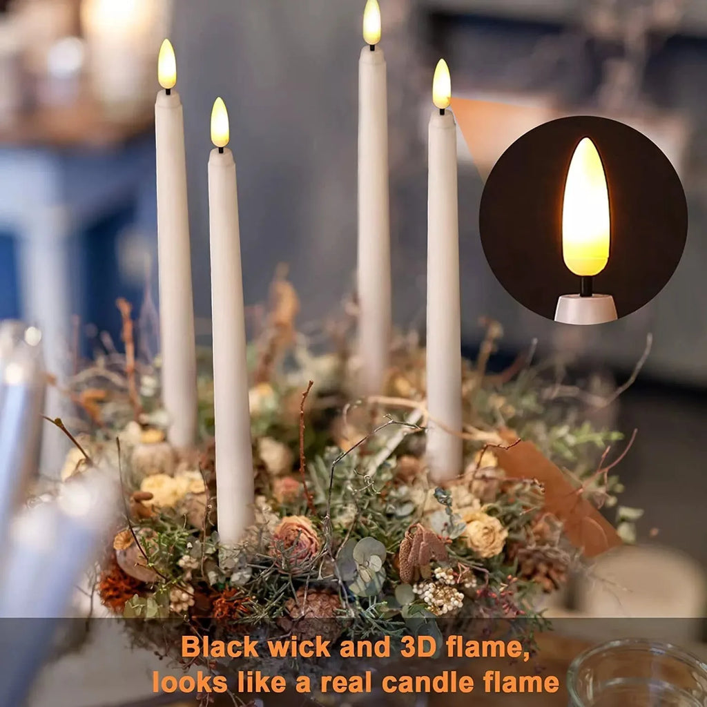 Flameless Taper Candles with Remote, Flickering LED Candlesticks (6 Pack)