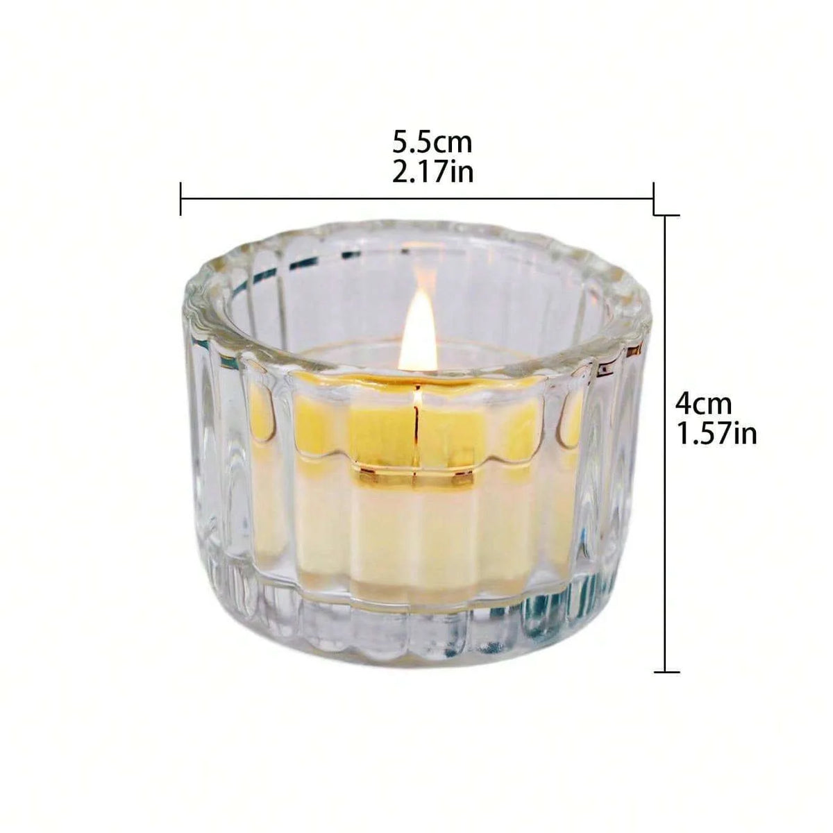 Ribbed glass tealight holders, set of 2
