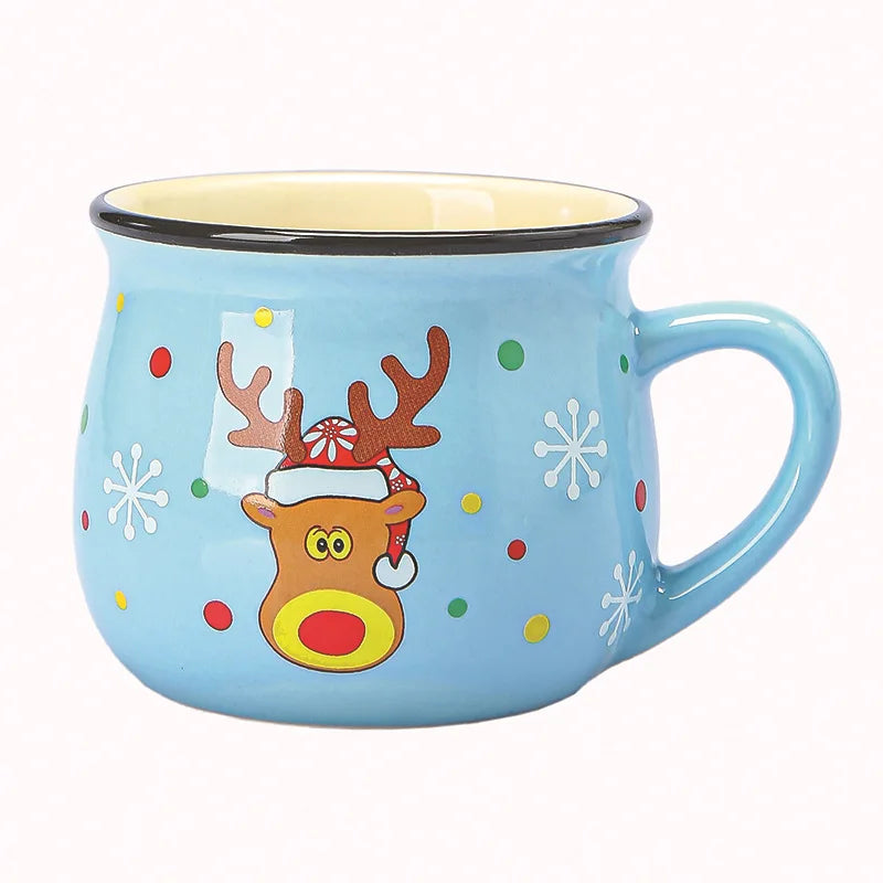 Christmas ceramic mug, blue reindeer design