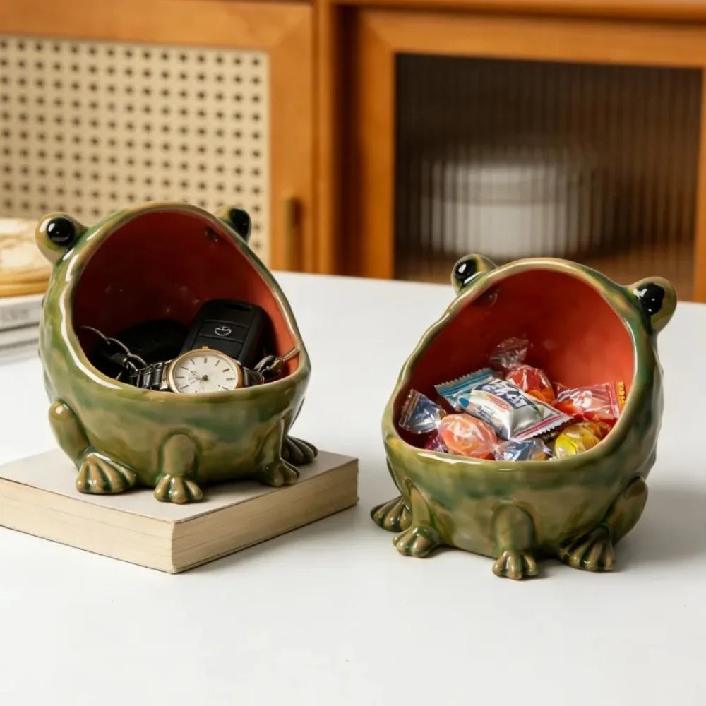 Frog Ceramic Bowl, Catchall Dish for Keys & Candy