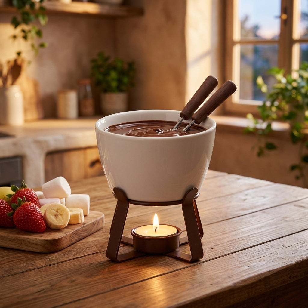 Warmwood cover - Ceramic Fondue Set, Tealight Chocolate & Cheese Pot