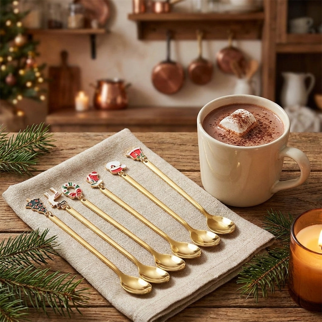 Warmwood cover - Christmas Charm Spoons, Gold Set of 6