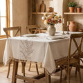 Warmwood cover - Embroidered Linen Tablecloth, Farmhouse Table Cover