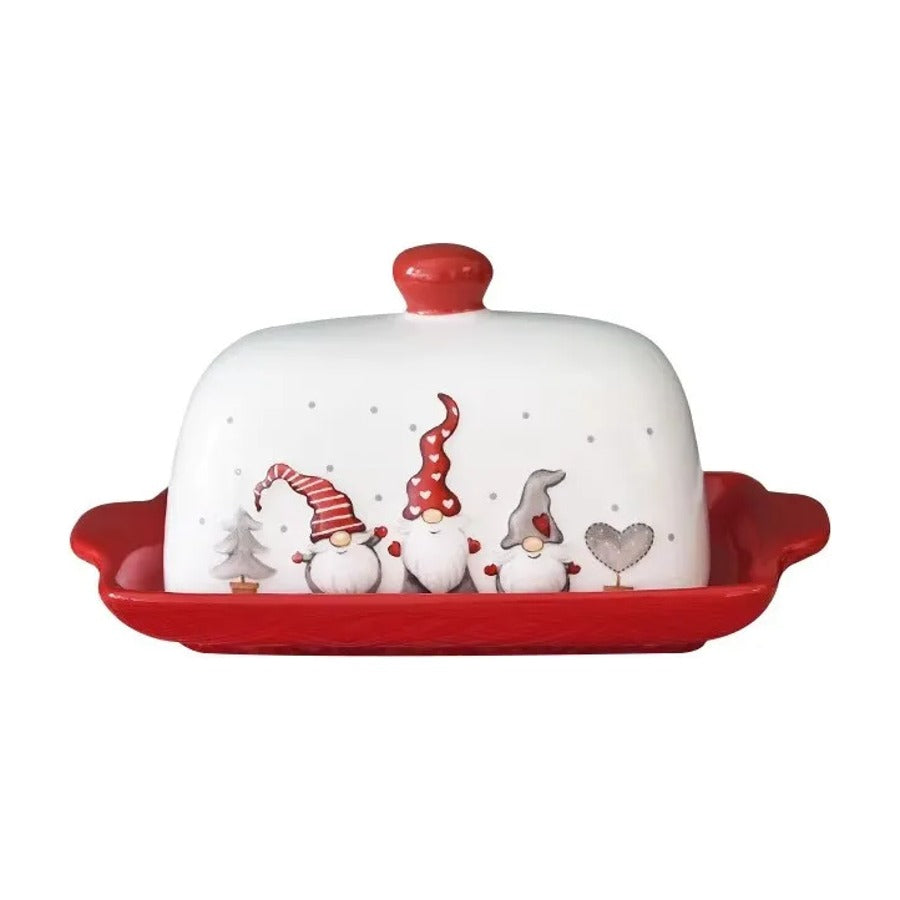 Gnome ceramic butter dish