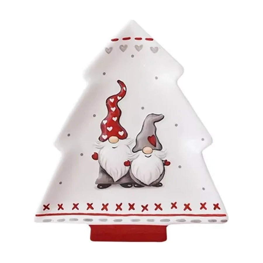Gnome ceramic Christmas tree dish