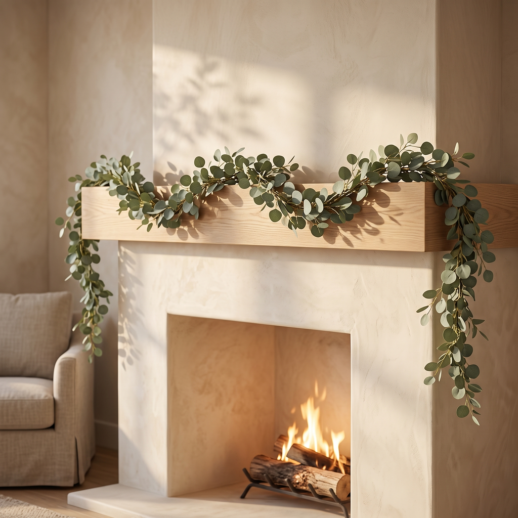 Artificial Eucalyptus Garland with Flowers