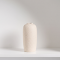 Matte white ceramic vase, tall column shape