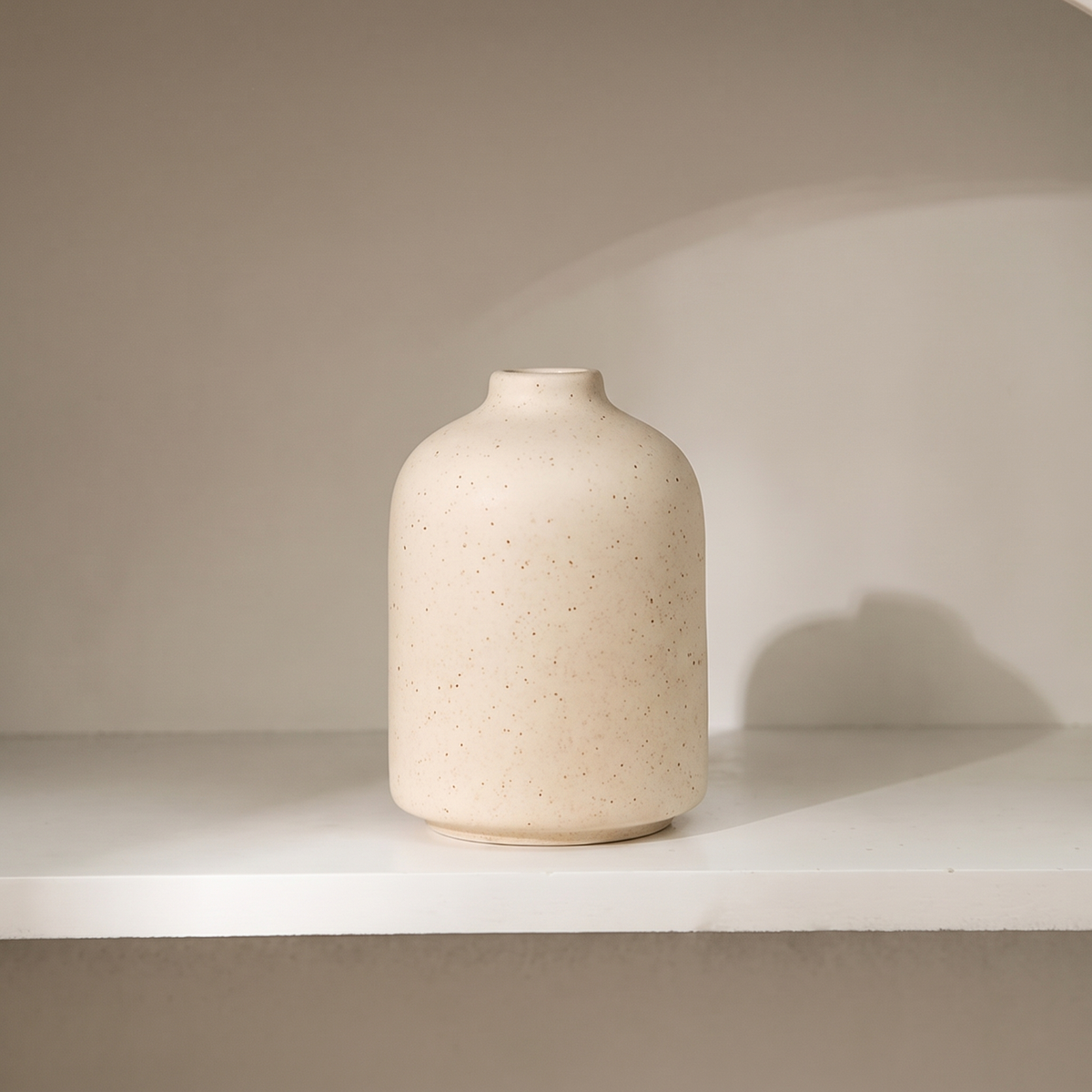 Matte white ceramic vase, mini round shape