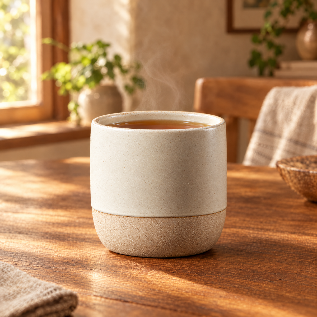 Handmade two-tone ceramic tea cup