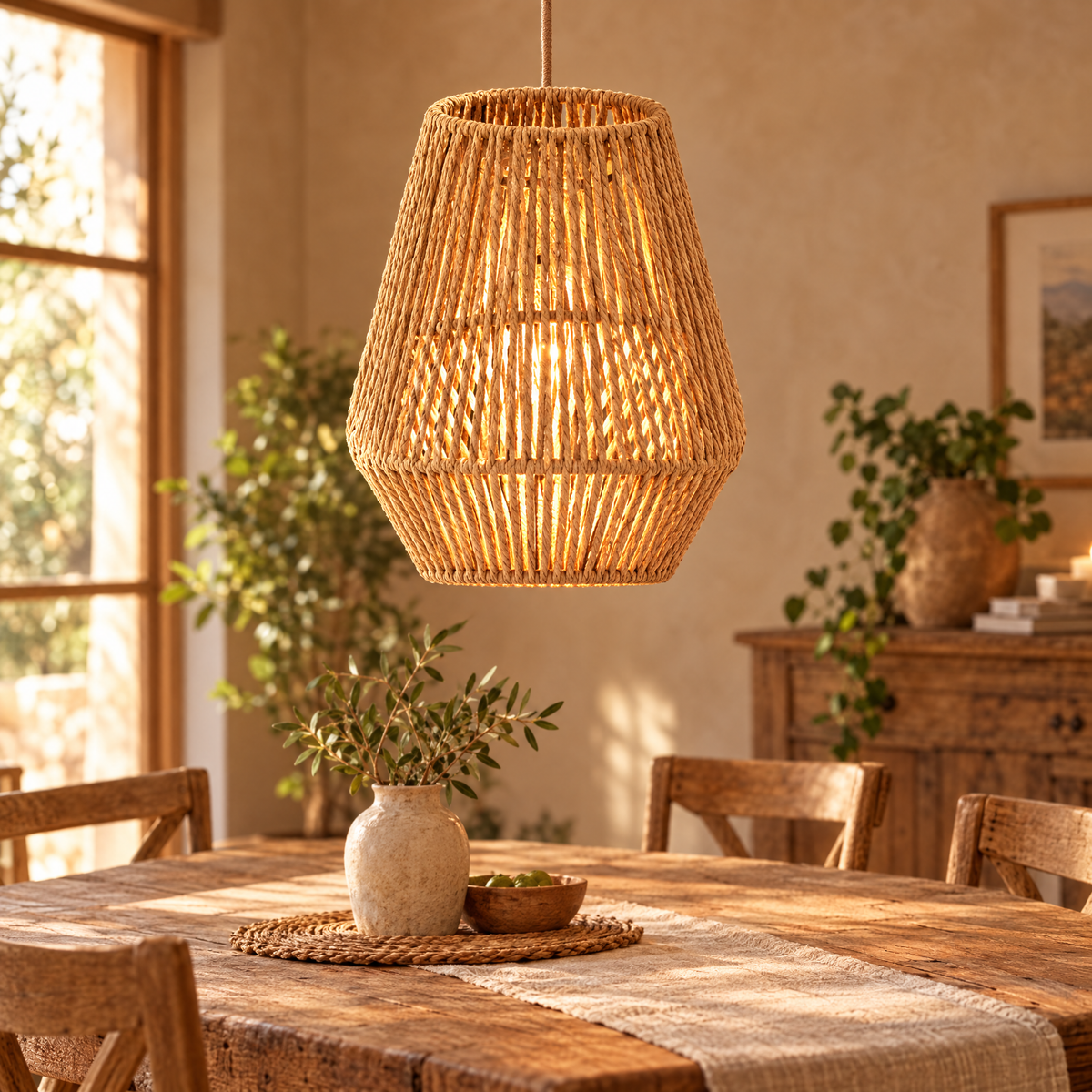 Woven pendant lampshade
