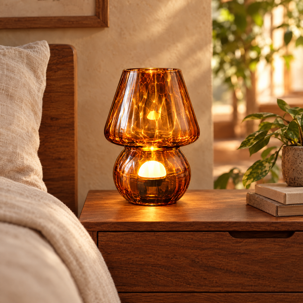 Coffee glass mushroom lamp