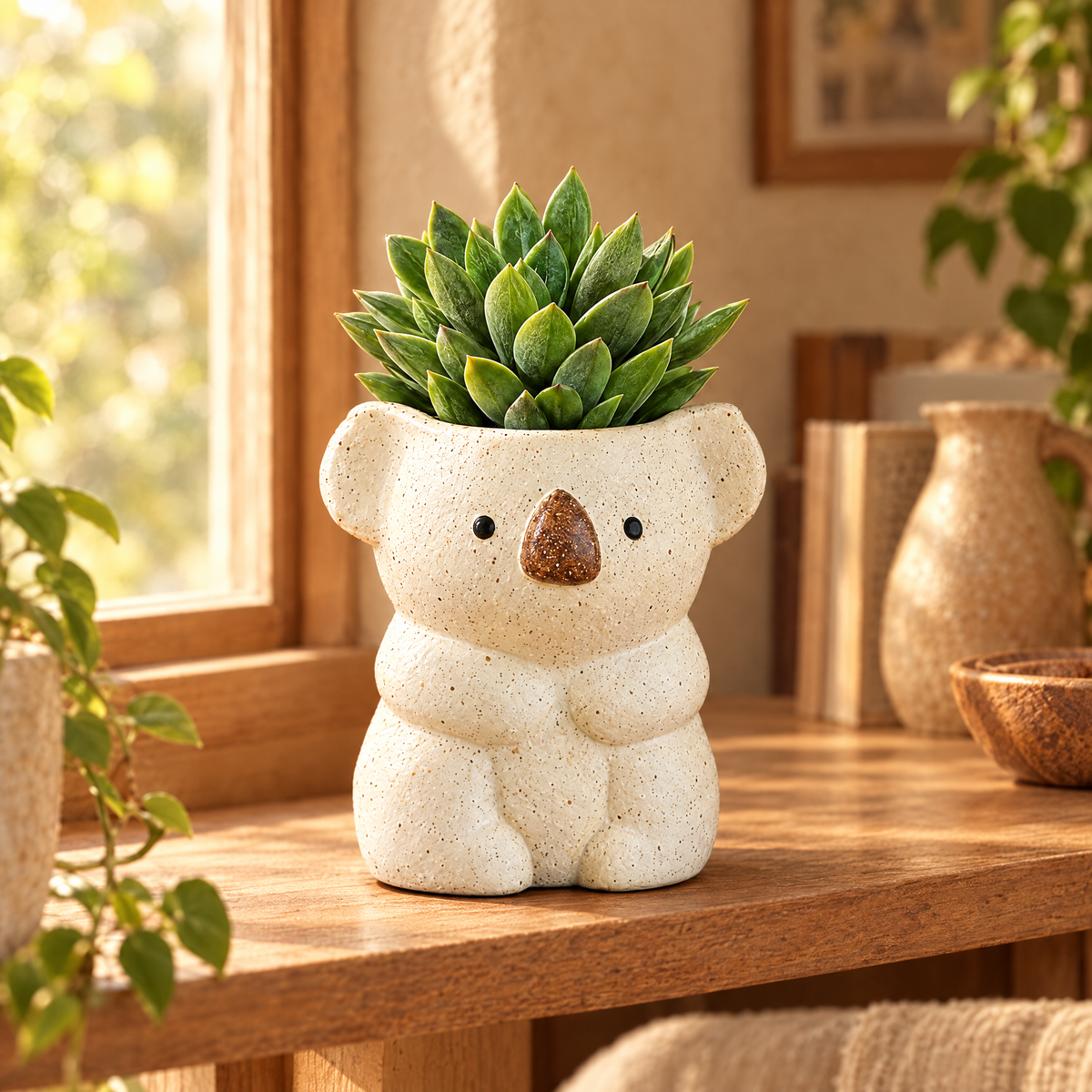 Speckled ceramic koala planter