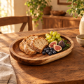 oval walnut wood serving tray