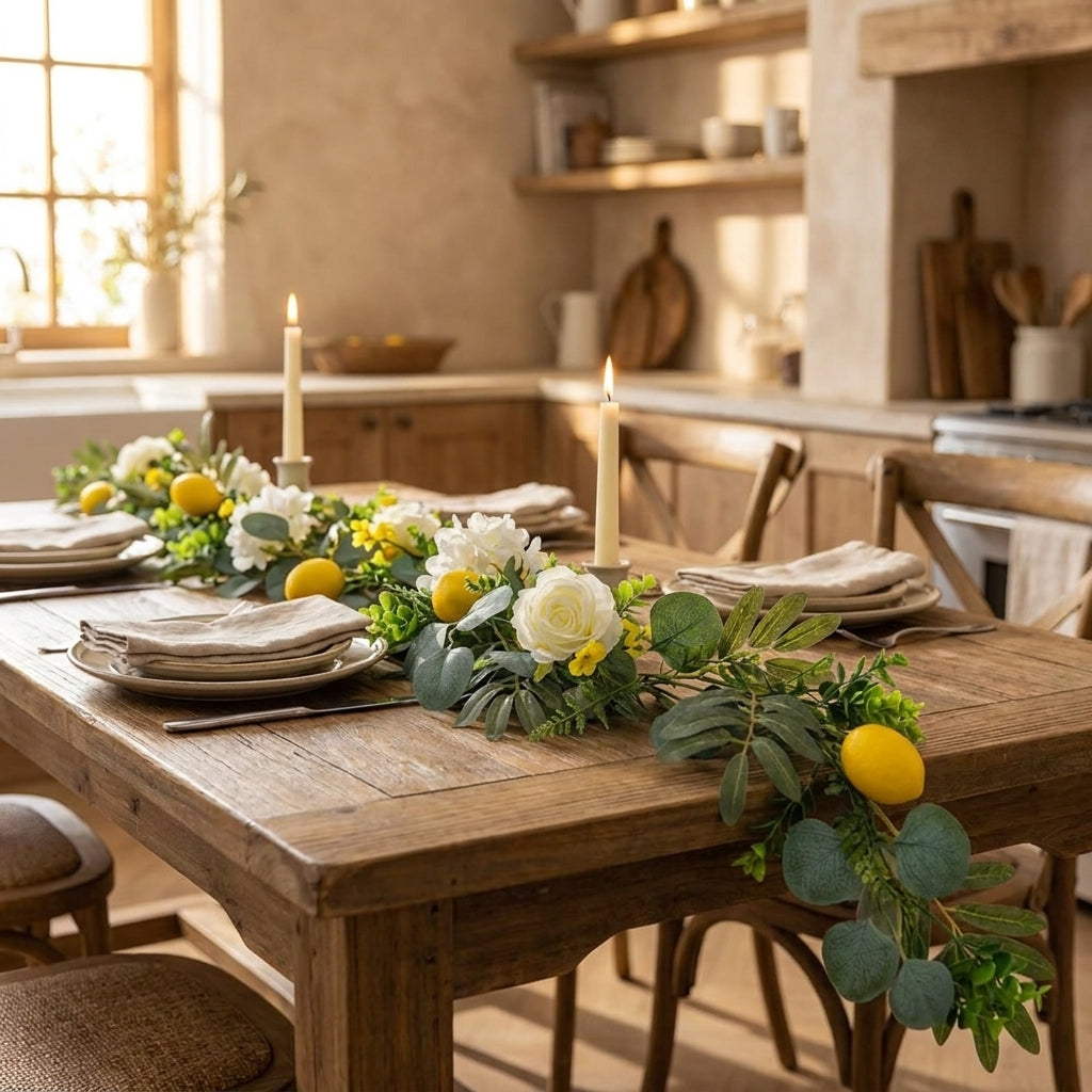 Warmwood cover - Lemon & Eucalyptus Garland, Faux Greenery Vine