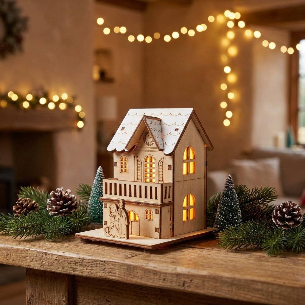 Warmwood cover - Lighted Wooden Christmas House