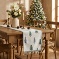 Warmwood cover - Embroidered Pine Tree Table Runner with Beaded Tassels