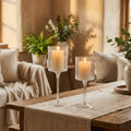 Warmwood cover - Ribbed Glass Hurricane, Pedestal Pillar Candle Holder